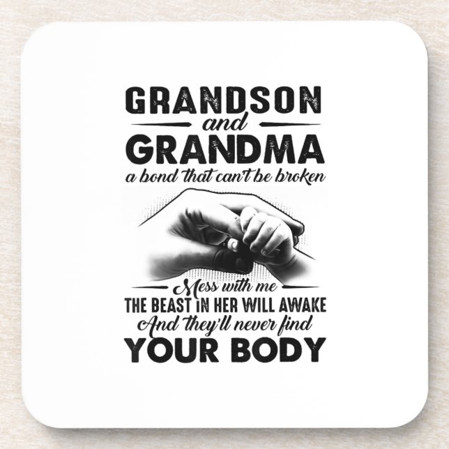 Grandson and grandma bond that cant be broken gift coaster (Front)