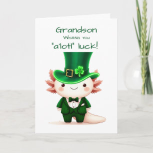 Grandson Axolotl Dressed for St. Patrick's Day Card