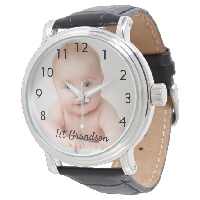 Grandson baby photo grandfather watch (Angled)