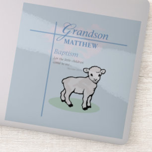 Grandson Baptism Blue Boy Lamb Personalised