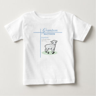 Grandson Baptism Blue Boy Lamb Personalised Baby T-Shirt