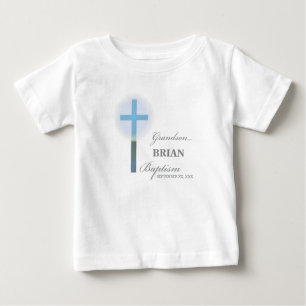 Grandson Baptism Blue Lace Personalised Baby T-Shirt
