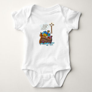 Grandson Baptism Noah's Ark Personalised Baby Bodysuit