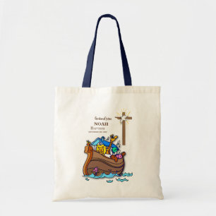 Grandson Baptism Noah's Ark Personalised Tote Bag
