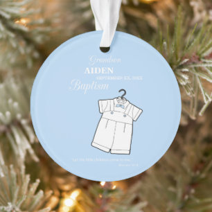 Grandson Baptism Suit on Baby Blue Personalised Ornament
