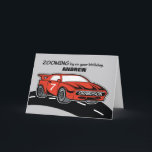 Grandson Birthday Age 7 Red Sports Car Card<br><div class="desc">Cars are one of your grandson’s favourite things. That one reason would be enough to make us believe that this red sportscar card will be perfect for greeting him a happy 7th birthday. Personalise the front now with his name and order your copy to give him.</div>
