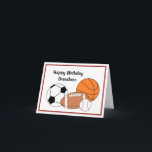 Grandson Birthday Card<br><div class="desc">Grandson sports fan birthday card that is customizable with your personalized message.
Inside reads:
Sending scores of birthday wishes from your #1 fan!
Happy Birthday!</div>