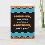 Grandson Birthday Card / Awesome Grandson<br><div class="desc">Let a special grandson know you think he's awesome on his birthday with this colourful waves card.</div>