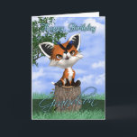 Grandson Birthday Card With Cute Fox And Butterfly<br><div class="desc">Grandson Birthday Card With Cute Fox And Butterfly</div>