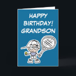 Grandson Birthday card with little tennis boy<br><div class="desc">Grandson Birthday card with little tennis boy. Children's tennis cartoon design. Create gifts for tennis players with a funny slogan,  saying,  quote,  name or joke.</div>