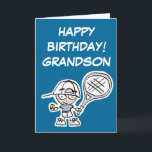 Grandson Birthday card with little tennis boy<br><div class="desc">Grandson Birthday card with little tennis boy. Children's tennis cartoon design. Create gifts for tennis players with a funny slogan,  saying,  quote,  name or joke.</div>