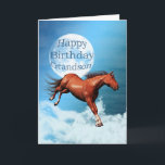 Grandson birthday card with spirit horse<br><div class="desc">A chestnus spirit horse galloping against the backdrop of the moon and clouds. See the whole range cards in my store. http://www.zazzle.com/eggznbeenz</div>