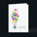 Grandson Birthday Cards Colourful Balloons<br><div class="desc">A colourful illustration showing colourful different shape balloons bursting out of a magical gift box. Kinda joy,  happiness and colourful burst! A colourful birthday celebration gift for your grandson. Sure to bring smile on his face!</div>