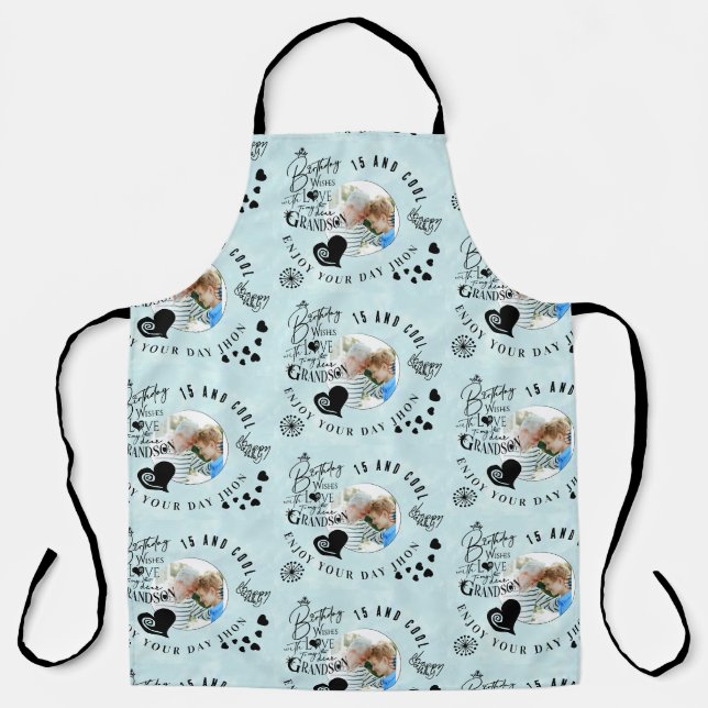 Grandson Birthday Custom Photo Minimalist Apron (Front)