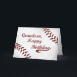 Grandson Birthday Large Grunge Baseball, Sport Card<br><div class="desc">A great card for a boy or man who loves Baseball. A baseball-look design with red stitching to wish your Grandson a very Happy Birthday.</div>