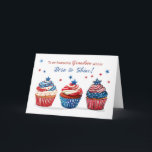 Grandson Birthday on 4th of July Freedom Patriotic Card<br><div class="desc">This cheerful birthday card is filled with patriotic spirit, featuring three hand-drawn cupcakes decorated in red, white, and blue with star accents. The playful design perfectly suits a grandson’s Independence Day birthday, blending celebration and pride. The front message warmly honours a grandson born to sparkle on this special holiday, while...</div>