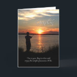 Grandson Birthday, Sunset Fishing Silhouette Card<br><div class="desc">Wish your Grandson a happy birthday with this beautiful sunset fishing card. Softened silhouette photo of a man fishing in the tall grass off the shore as the sun sets,  casting beautiful colours among the clouds in the sky.</div>