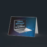 Grandson Birthday with Computer Card<br><div class="desc">It is your grandson’s birthday,  and this card is great to send him. Wish him a happy birthday,  as the card uses computer internet words of uploading and downloading a good time.</div>