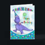 Grandson Birthday With Purple Dragon Card<br><div class="desc">A unique design that's lots of fun,  with a happy Purple Dragon in party hat,  holding his soda and balloon,  a great card for the little ones with lots of fab colours,  sure to bring a smile to any face</div>