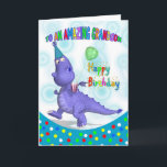 Grandson Birthday With Purple Dragon Card<br><div class="desc">A unique design that's lots of fun,  with a happy Purple Dragon in party hat,  holding his soda and balloon,  a great card for the little ones with lots of fab colours,  sure to bring a smile to any face</div>
