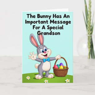 Grandson Bunny Message Card
