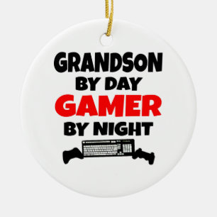 Grandson by Day Gamer by Night Ceramic Tree Decoration
