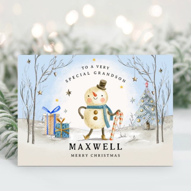 Grandson Christmas Card, Blue Holiday Card (Creator Uploaded)