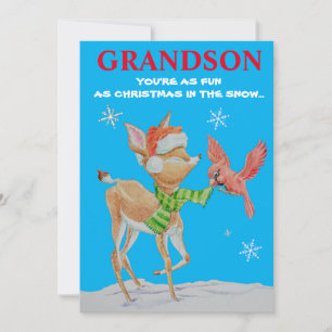Grandson Christmas Flat Holiday Card