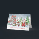 Grandson Christmas Santa Snowman Rudolph Card<br><div class="desc">Greeting card for Grandson with Christmas images of Santa Claus,  Snowman,  Reindeer Rudolph,  Penguin and Santa cat in winter snowy forest</div>