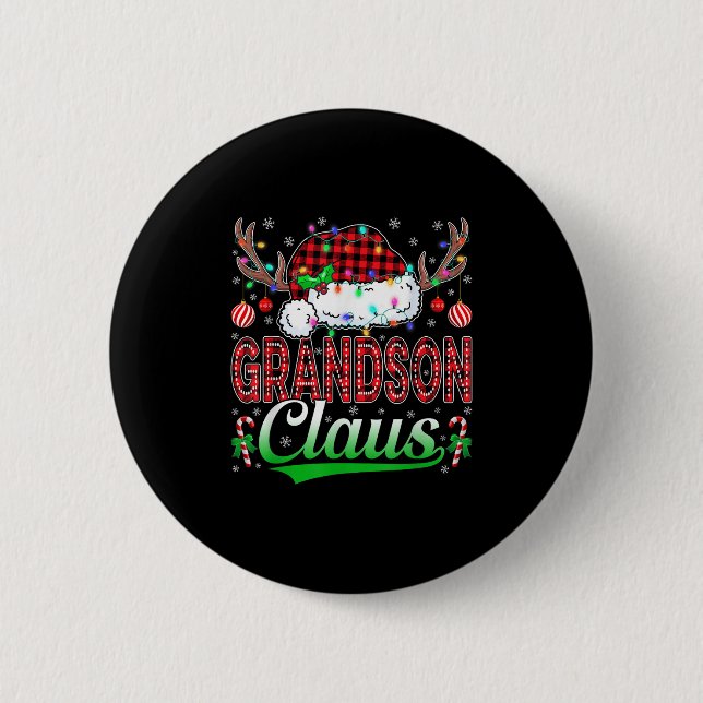Grandson Claus Christmas Lights Matching Family Xm 6 Cm Round Badge (Front)