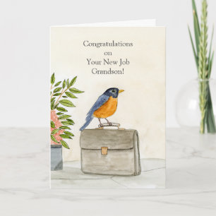 Grandson Congratulations New Job Robin Card
