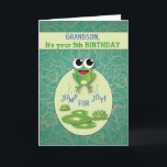 Grandson, Customise Any Age, Birthday, Frog Card<br><div class="desc">Your grandson’s long awaited birthday is finally here! He will love this cute frog jumping on a lily pad. Customise for any age to make a truly personal card.</div>