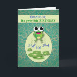 Grandson, Customise Any Age, Birthday, Frog Card<br><div class="desc">Your grandson’s long awaited birthday is finally here! He will love this cute frog jumping on a lily pad. Customise for any age to make a truly personal card.</div>