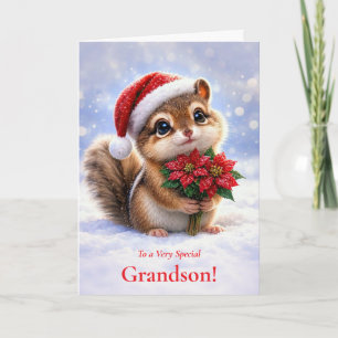 Grandson Cute Christmas Happy Holidays Chipmunk Card