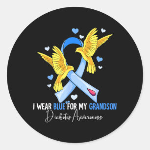 Grandson Diabetes Awareness Artwork Classic Round Sticker