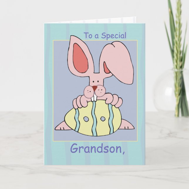 Grandson Ear-Resistible Easter Holiday Card (Front)