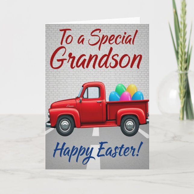 Grandson Easter Pickup Truck Card (Front)