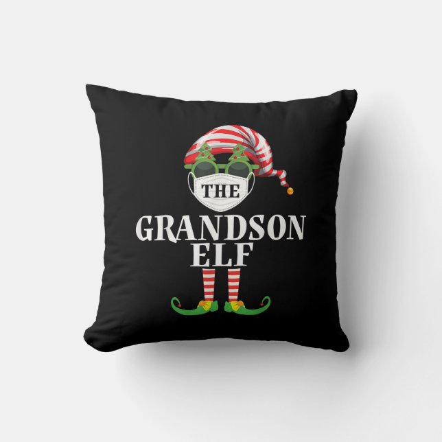 Grandson Elf Matching Christmas Cushion (Front)