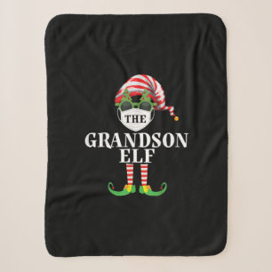 Grandson Elf Matching Christmas Sherpa Blanket