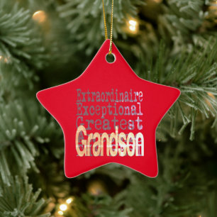 Grandson Extraordinaire Ceramic Tree Decoration