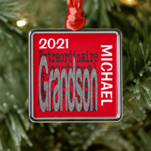Grandson Extraordinaire CUSTOM Metal Tree Decoration