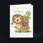 Grandson First Birthday Cute Lion Photo Card<br><div class="desc">Grandson First Birthday Cute Lion Photo Card</div>