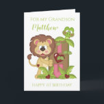 Grandson First Birthday Cute Lion Photo Card<br><div class="desc">Grandson First Birthday Cute Lion Photo Card</div>