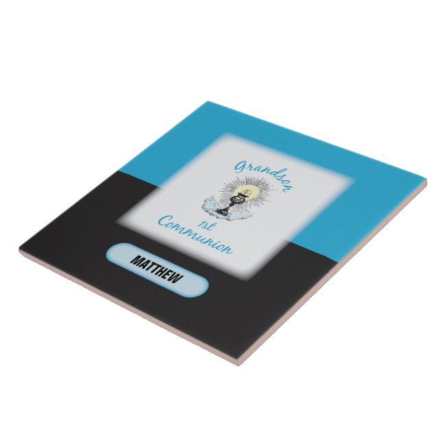 Grandson First Communion, Blue Cup Tile (Side)