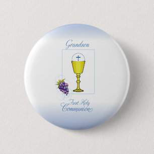 Grandson First Communion, Chalice with Host 6 Cm Round Badge