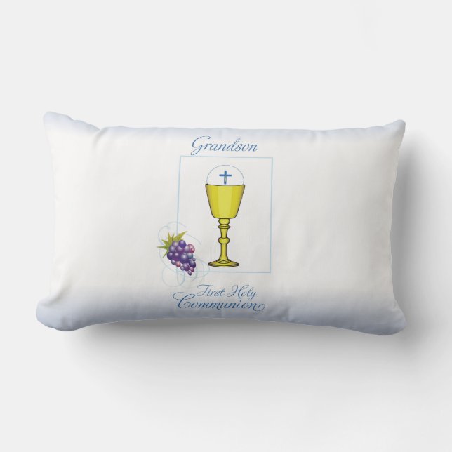 Grandson First Communion, Chalice with Host Lumbar Cushion (Front)
