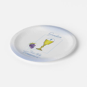 Grandson First Communion, Chalice with Host Paper Plate