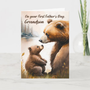 Grandson First Father's Day Papa and Baby Bear Card