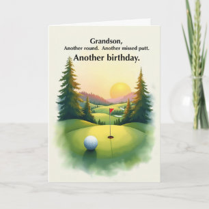 Grandson Funny Golf Birthday Missed Putt Humor Card