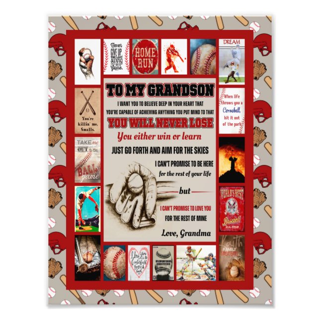 Grandson Gifts | To My Grandson Love From Grandma Photo Print (Front)